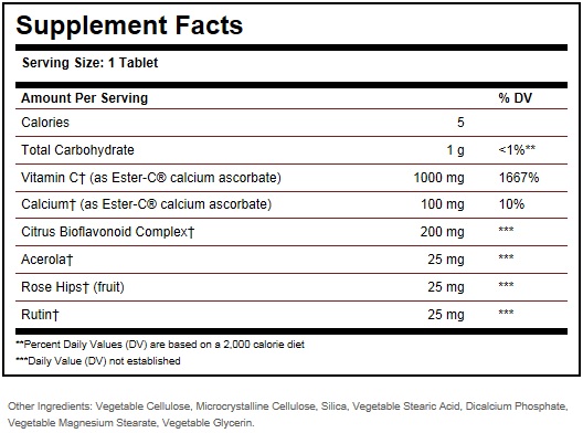 Solgar Ester C Plus 1000 mg Ingredients